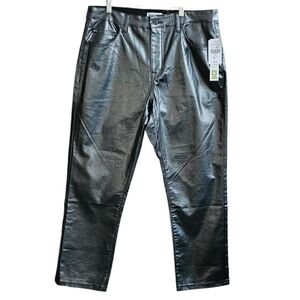 Northern Reflections Silver Metallic Straight Leg High Rise Jeans 35 waist